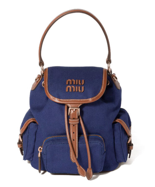 Miumiu Canvas And Leather Backpack 5BZ043